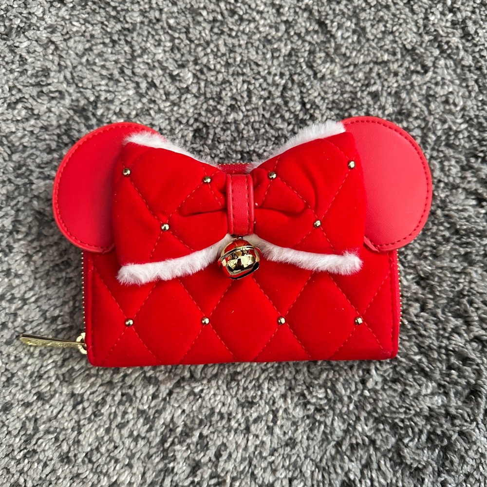 Disney loungefly Red Quilted Wallet with Bow and Ears